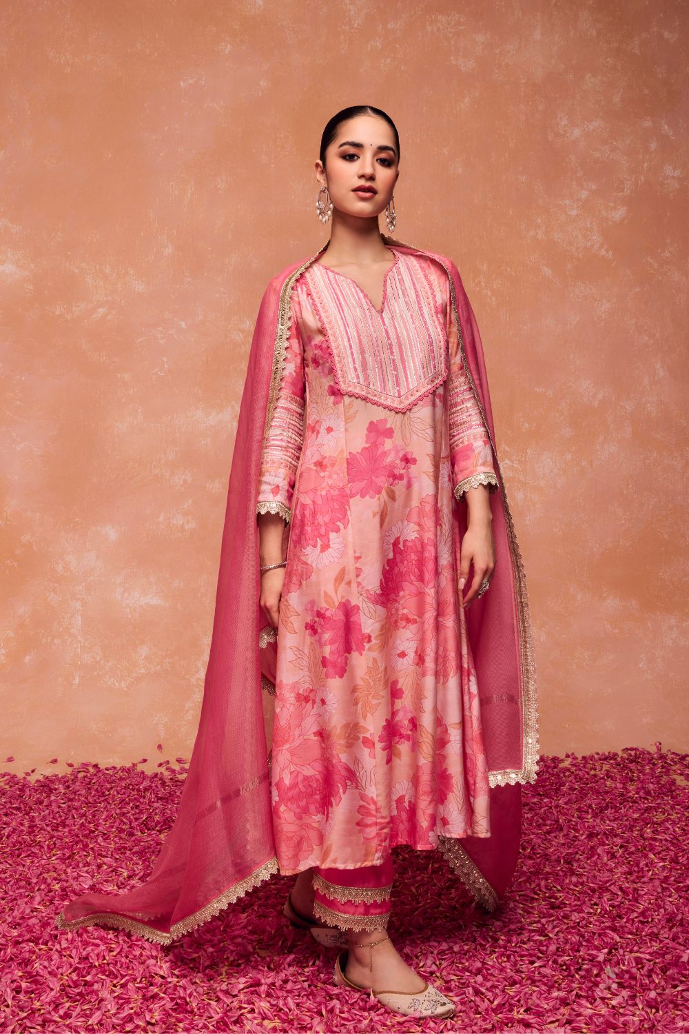 BAHARA PINK A-LINE KURTA SET