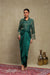 Elina Emerald Green Hand Embroidered Tissue Chanderi and Satin Skirt Set