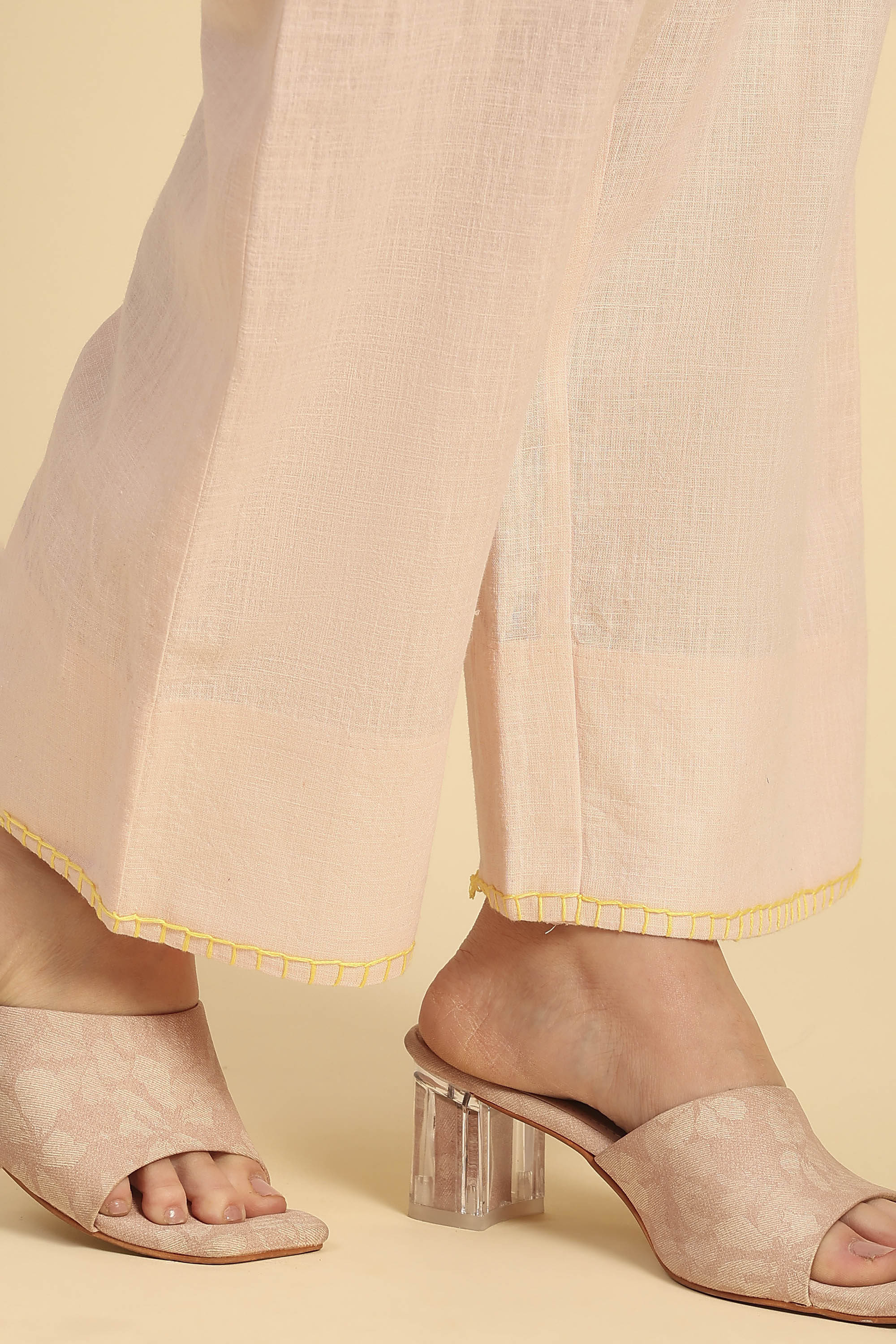 Alaya Soft Pink Embroidered Handcrafted Cotton Linen  Co-ord Set