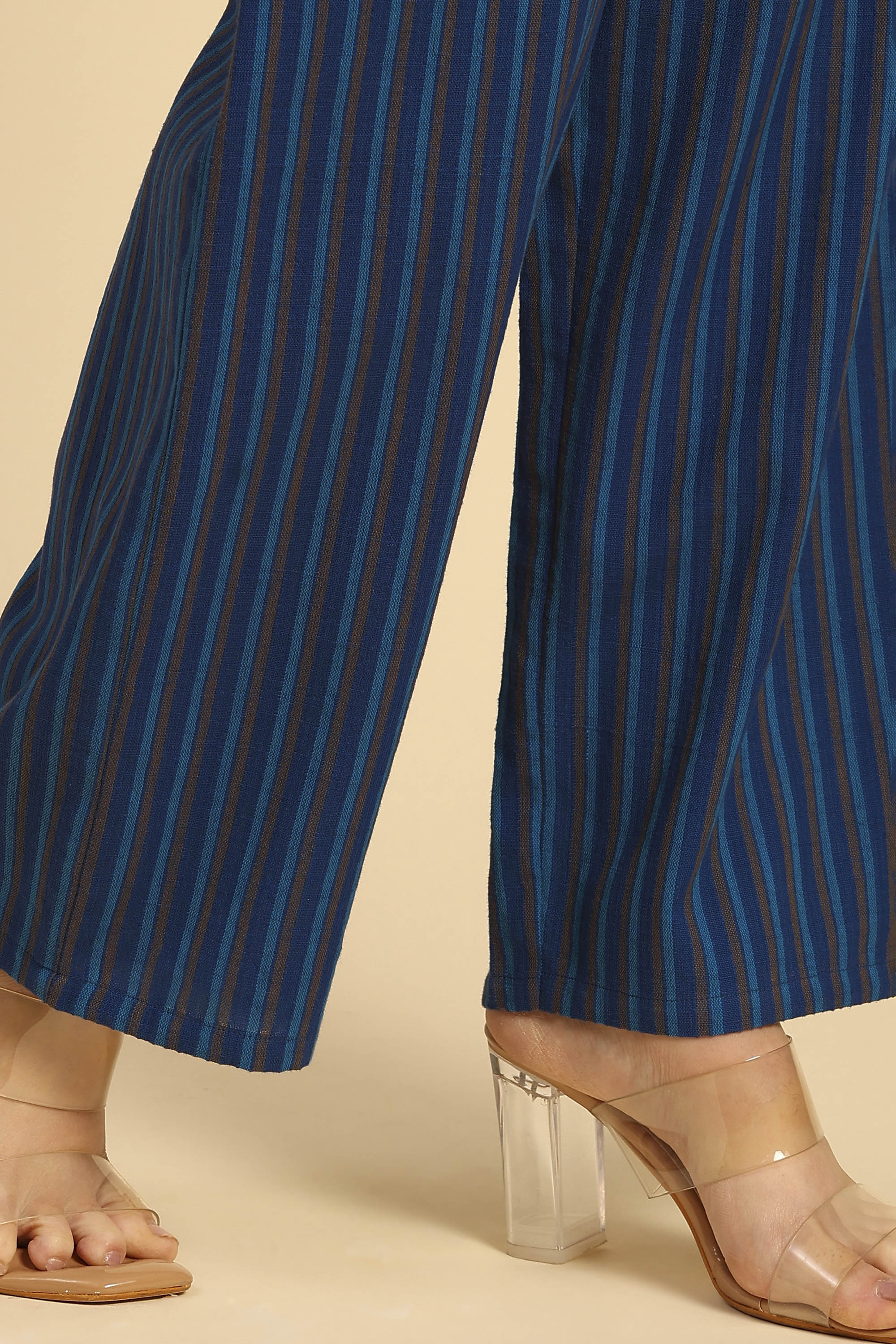 Sama Blue Embroidered Yarn Dyed Handcrafted Co-ord Set