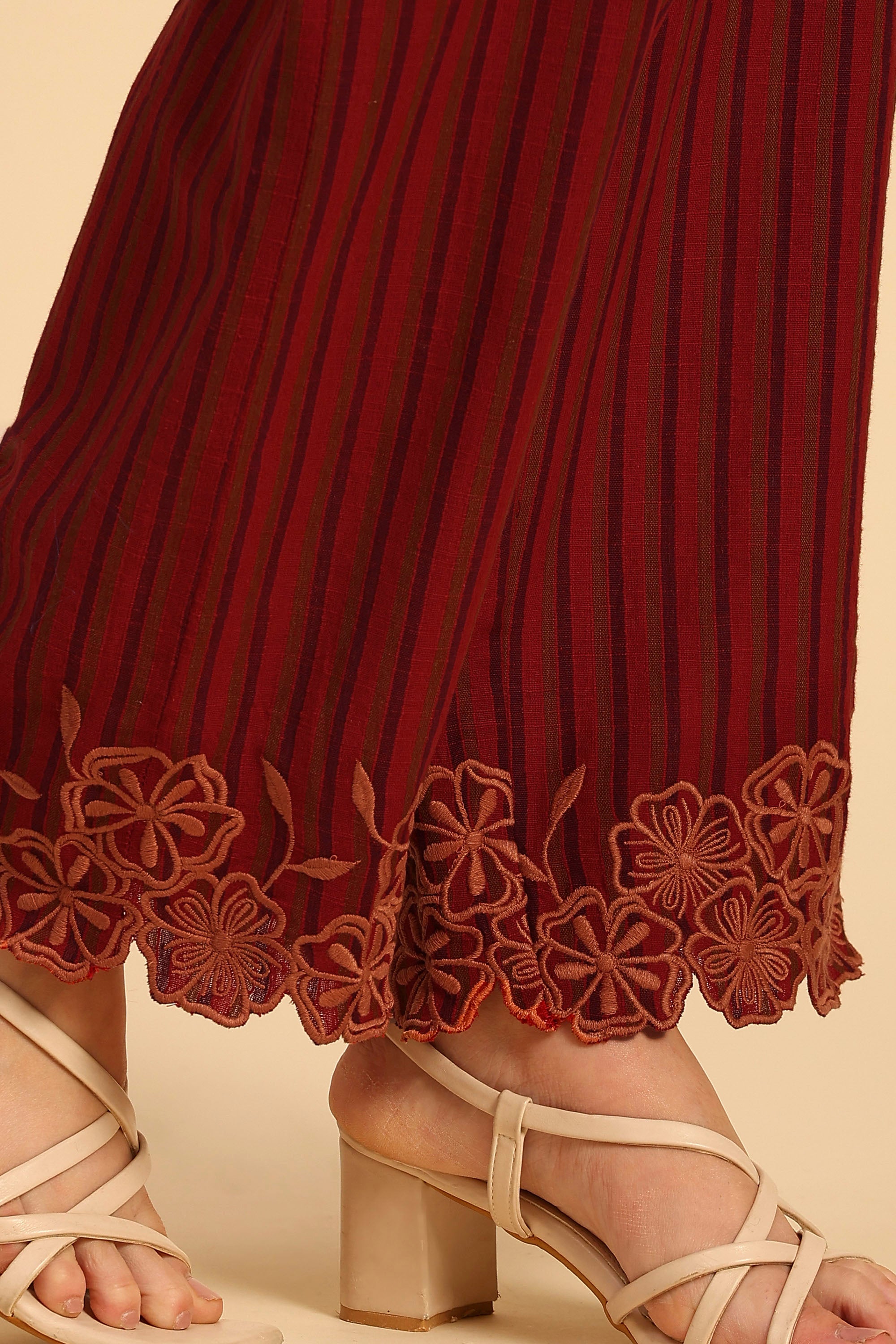 Zoha Red & Purple Embroidered Yarn Dyed Handcrafted Co-ord Set
