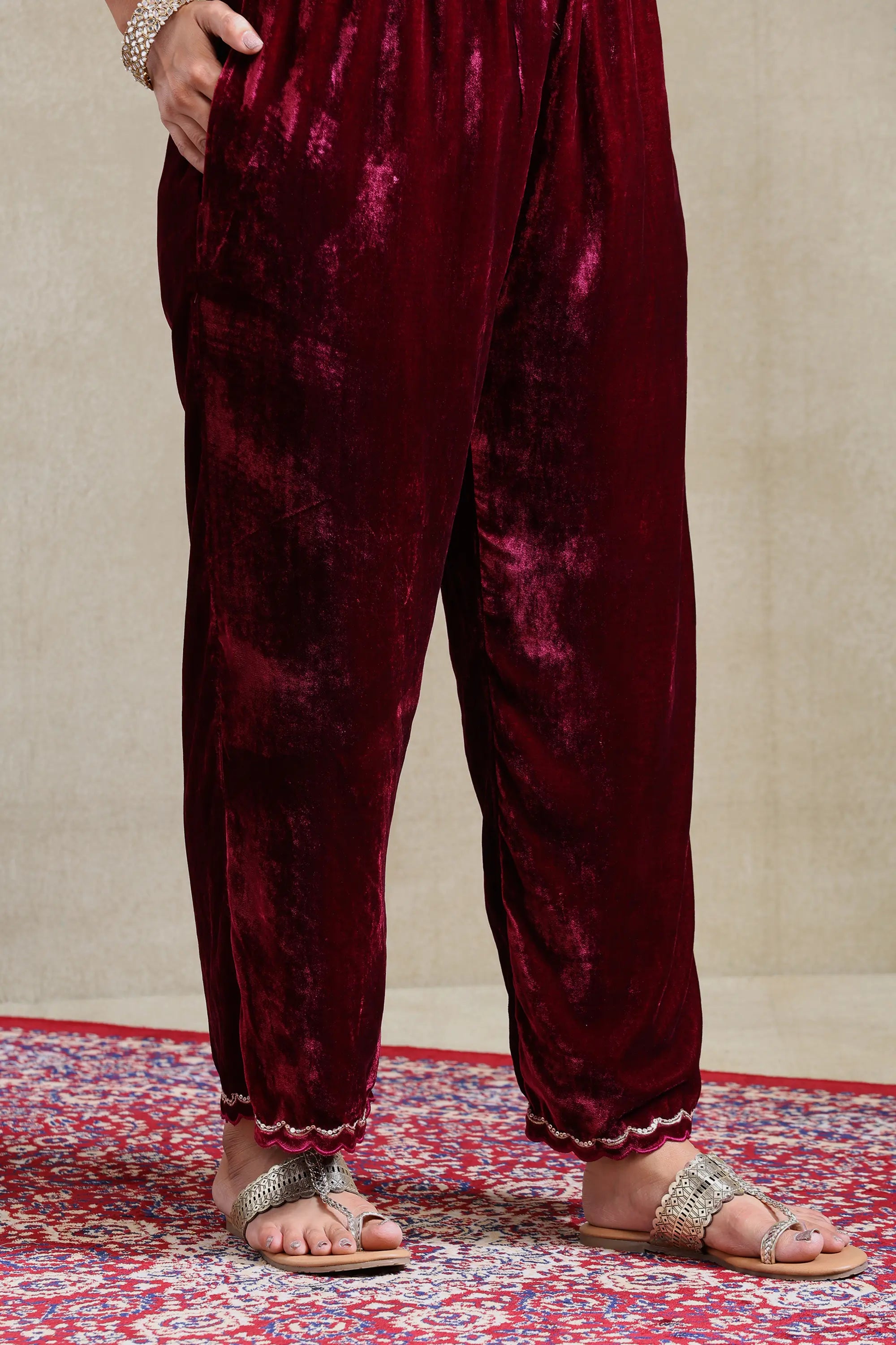 Anam Plum Embroidered Kurta Set