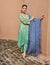 Sultana Tissue Embroidered Emerald Green High-Low Kurta Set