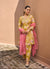Gulbaagh Tissue Floral Printed Embroidered Mustard A-Line Kurta Set