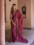 Alisha Wine Polka Dot Printed Luxe Organza Saree
