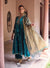 Ziyana Silk Velvet Embroidered Jewel Green A-Line Kurta Set