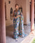Adira Teal Printed Luxe Organza Saree