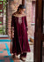 Ziyana Plum Embroidered Silk Velvet A-Line Kurta Set