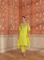 Maheen Lime Mirror Work Mul Chanderi Handcrafted Kaftan Set