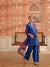 Rasa Royal Blue Mirror Work Handcrafted Silk Chanderi Short Kurta Set with Farshi Salwar