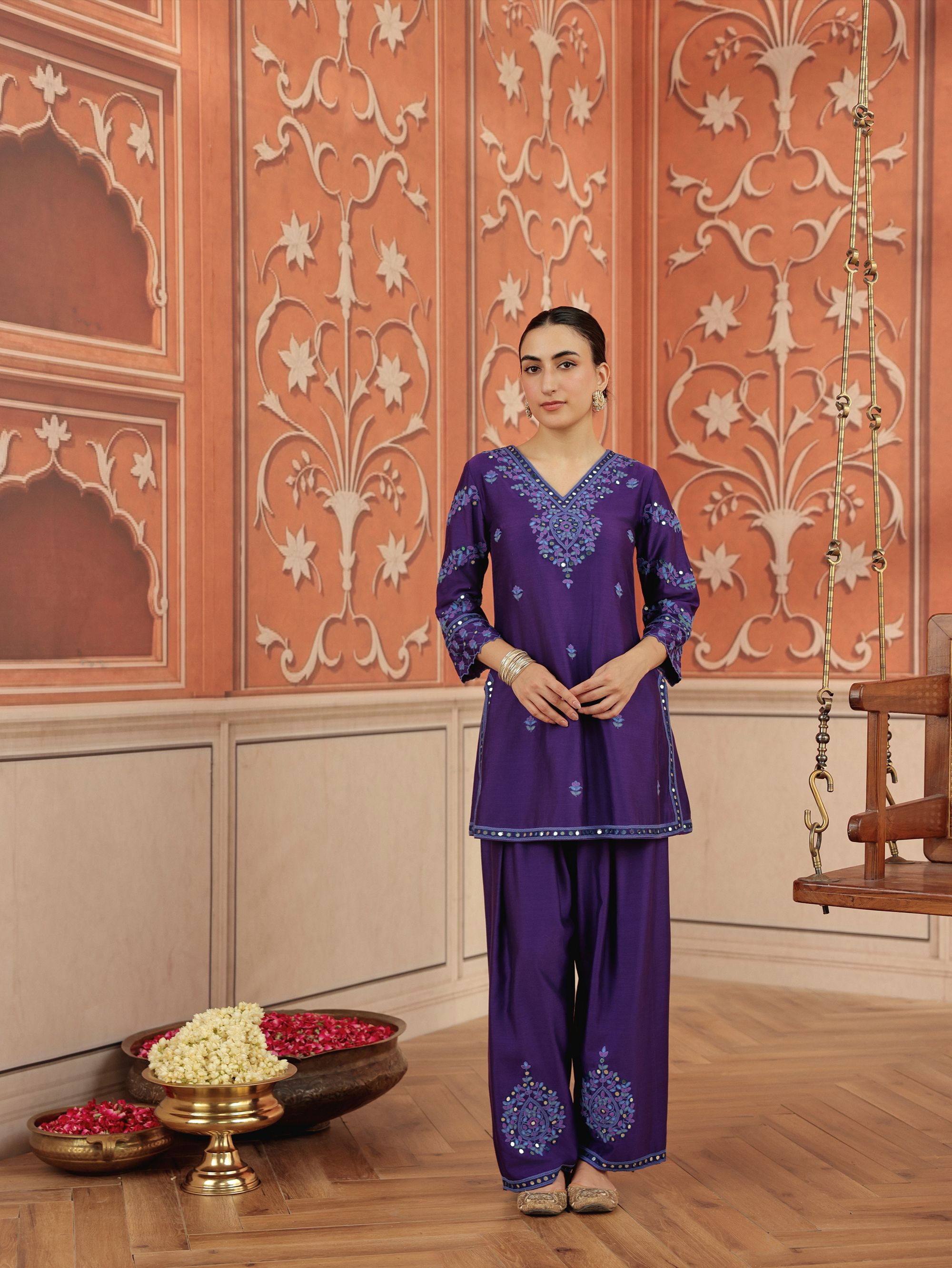 Arushi Purple Handcrafted Kurta Set With Farshi Salwar