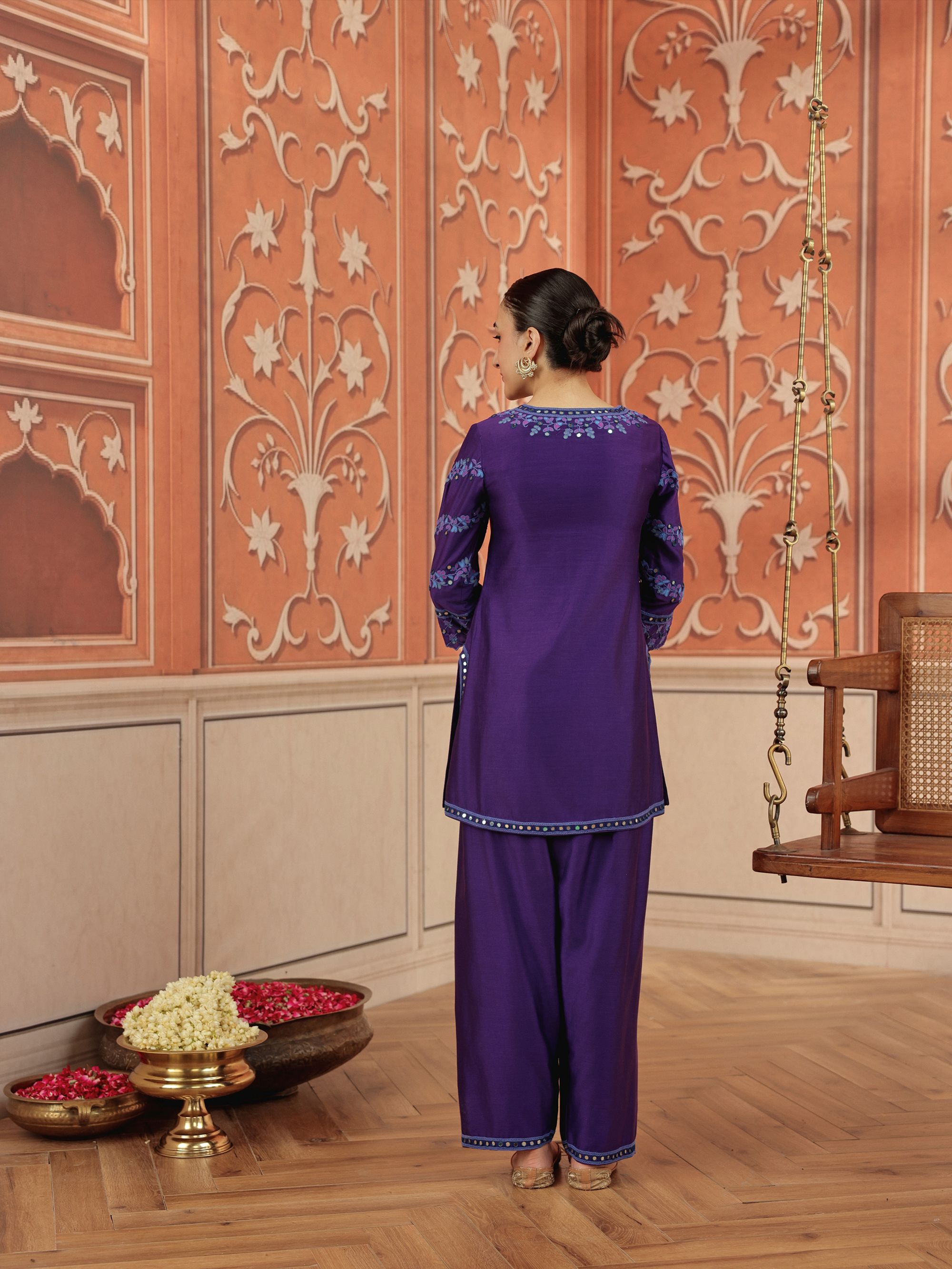 Arushi Purple Handcrafted Kurta Set With Farshi Salwar