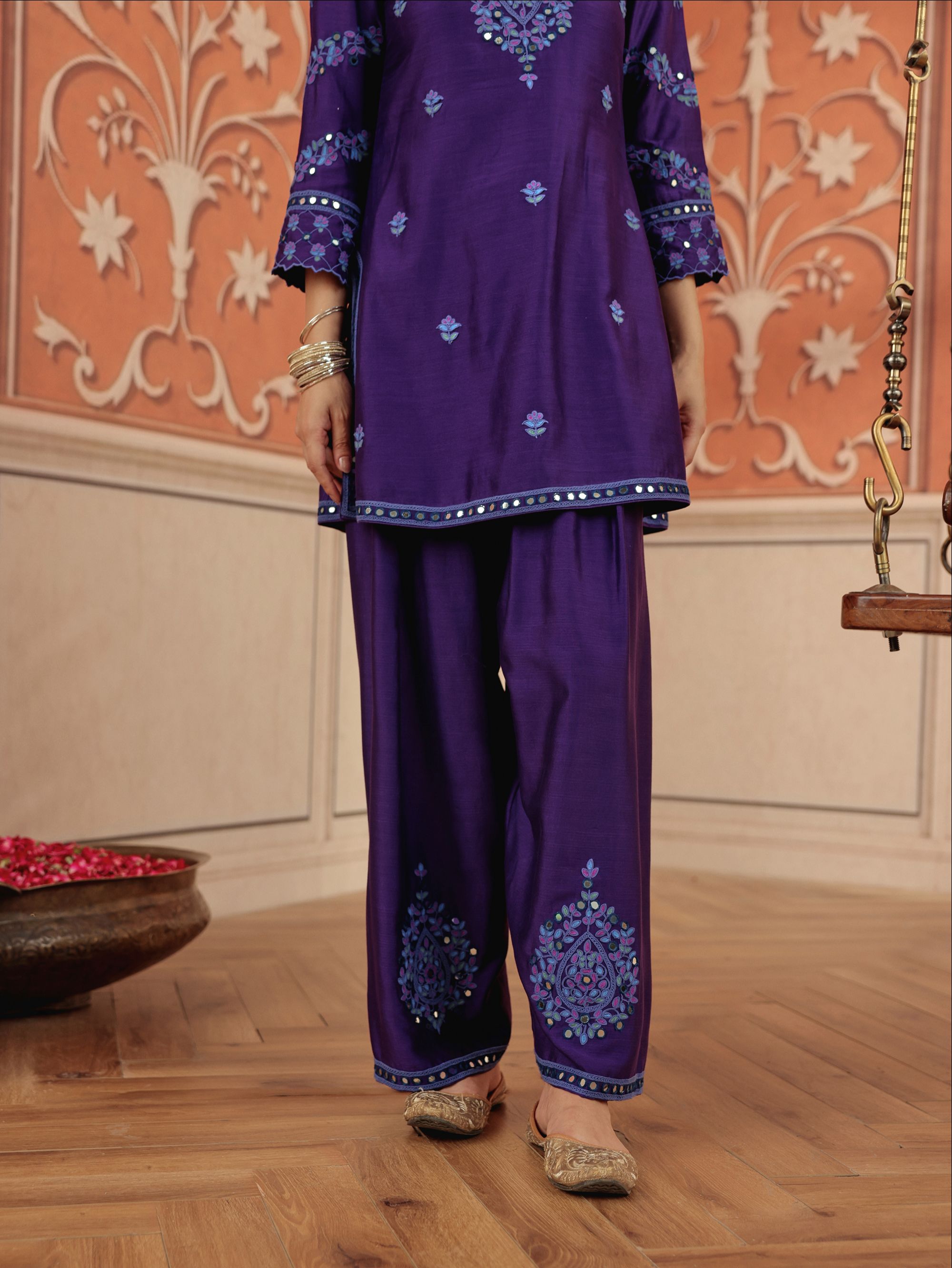 Arushi Purple Handcrafted Kurta Set With Farshi Salwar