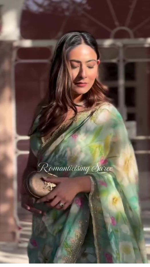 Shivangini Rathore in Adira Turquiose Floral Printed Luxe Organza Saree