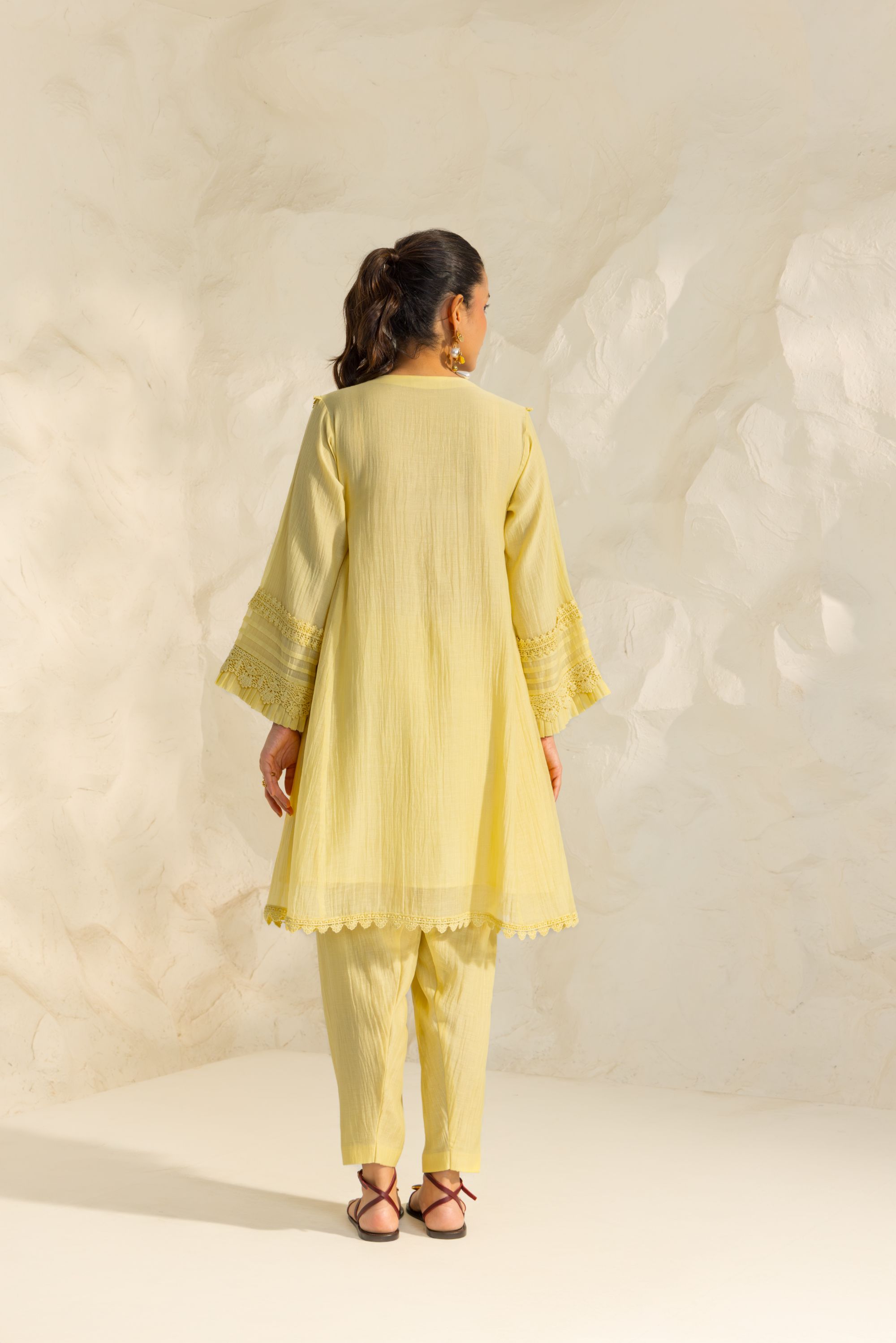 Samara Yellow Cotton-Silk Chanderi Choga Set