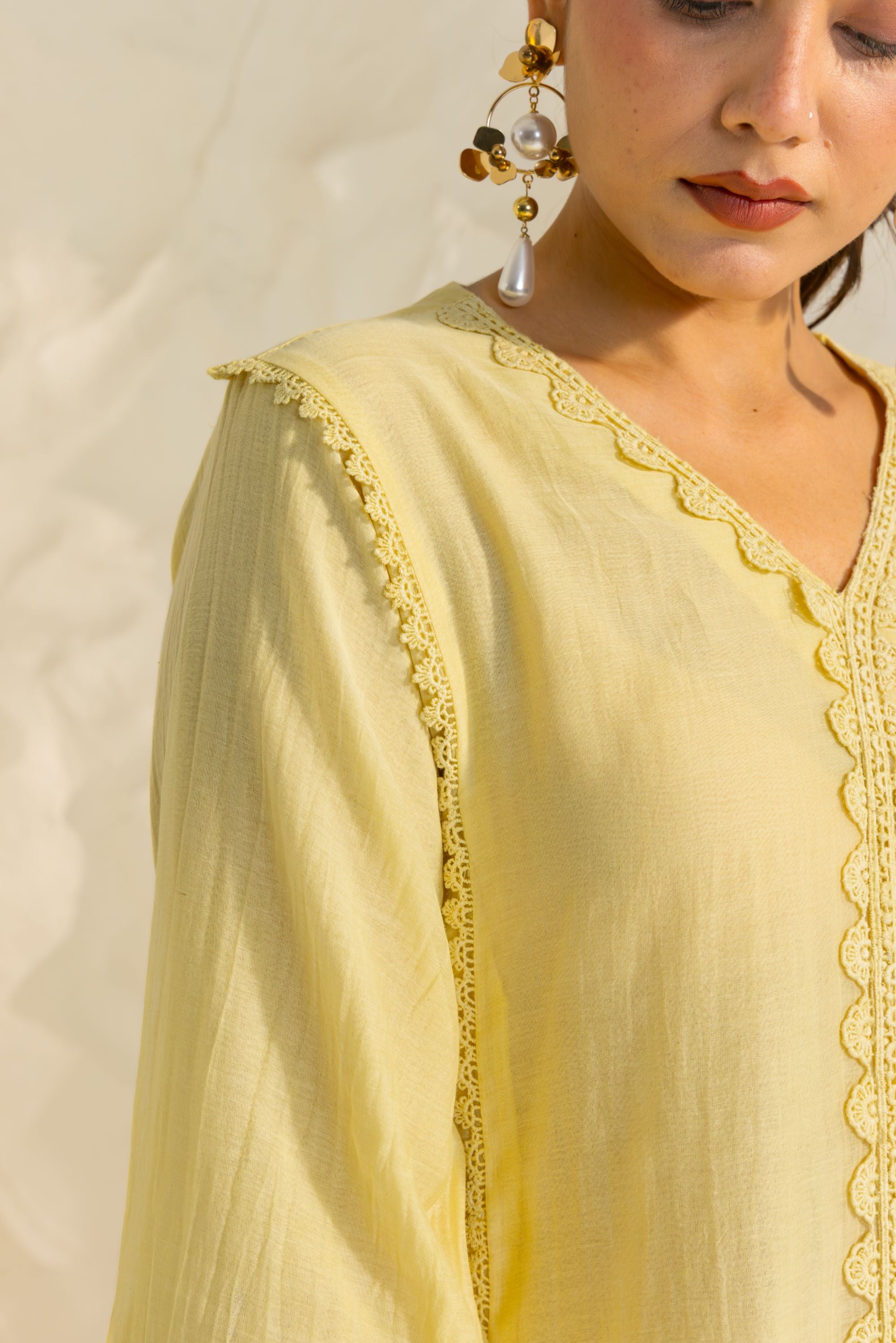 Samara Yellow Cotton-Silk Chanderi Choga Set