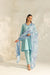 Azra Blue Cotton Slub Jacquard Handcrafted Choga set with Aari Embroidery