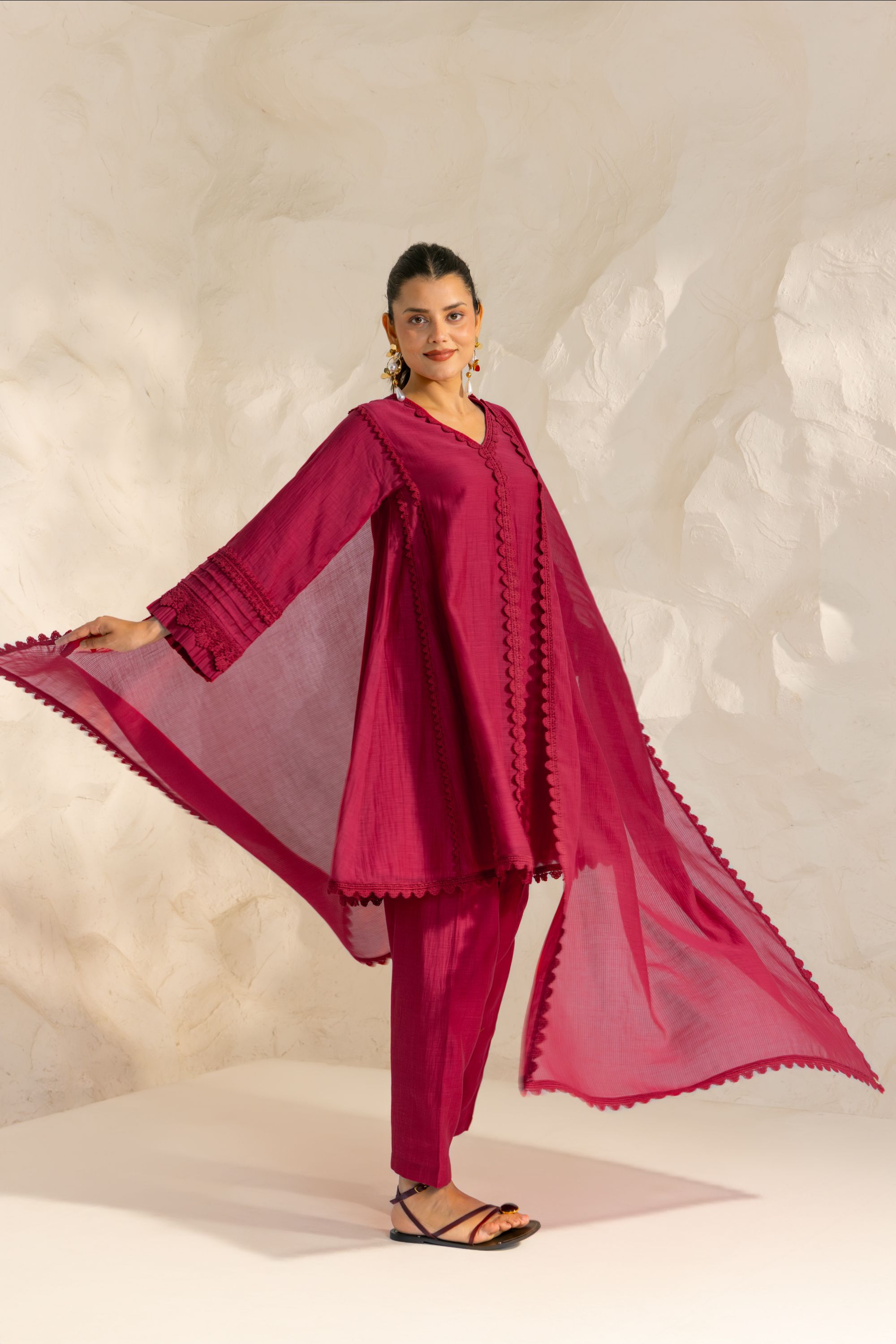 Samara Pink Cotton-Silk Chanderi Choga Set