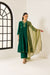 Aizah Emerald Green Cotton Slub Jacquard Handcrafted Kurta Set with Aari Embroidery
