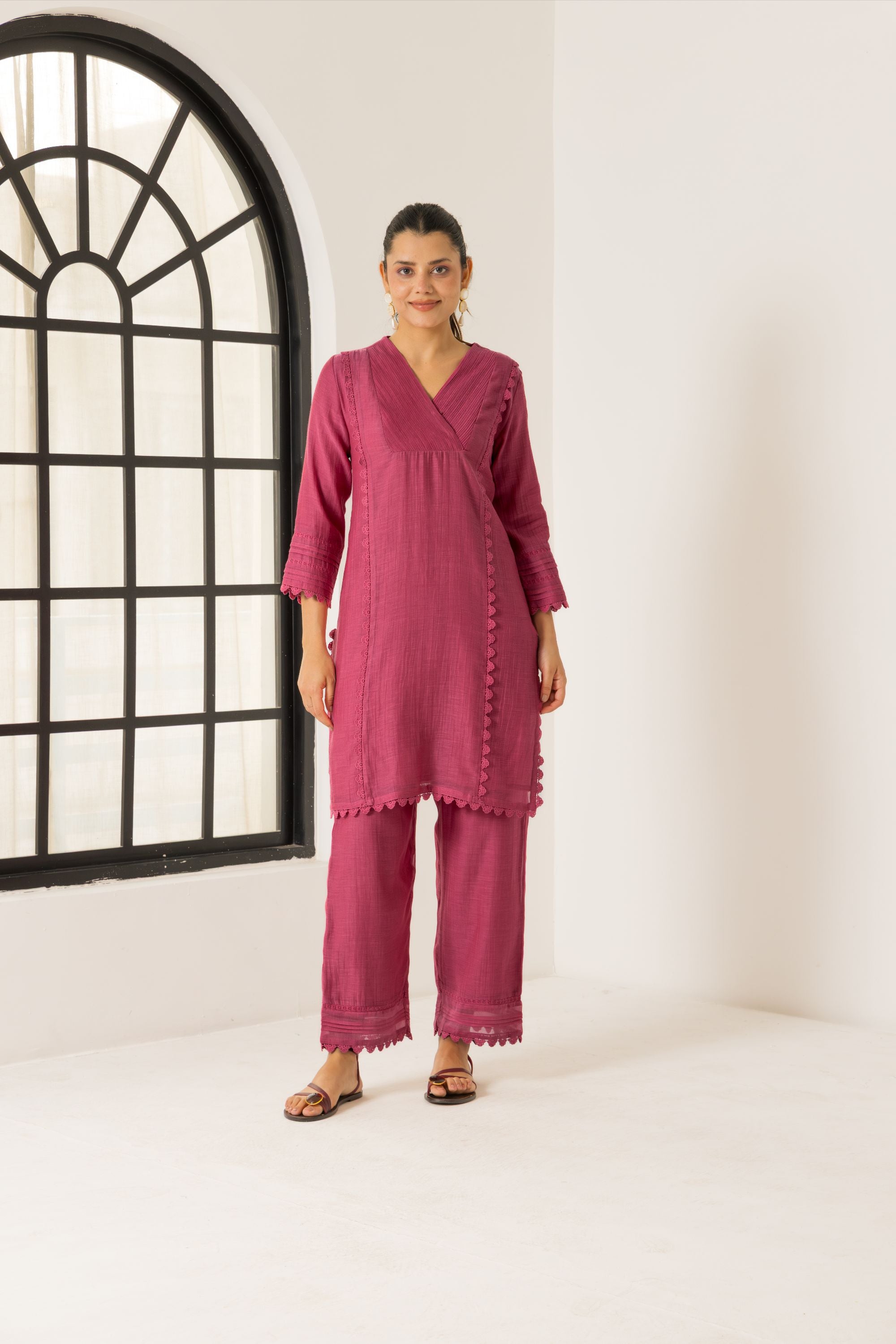 Amara Pink Cotton-Silk Chanderi Kurta Set