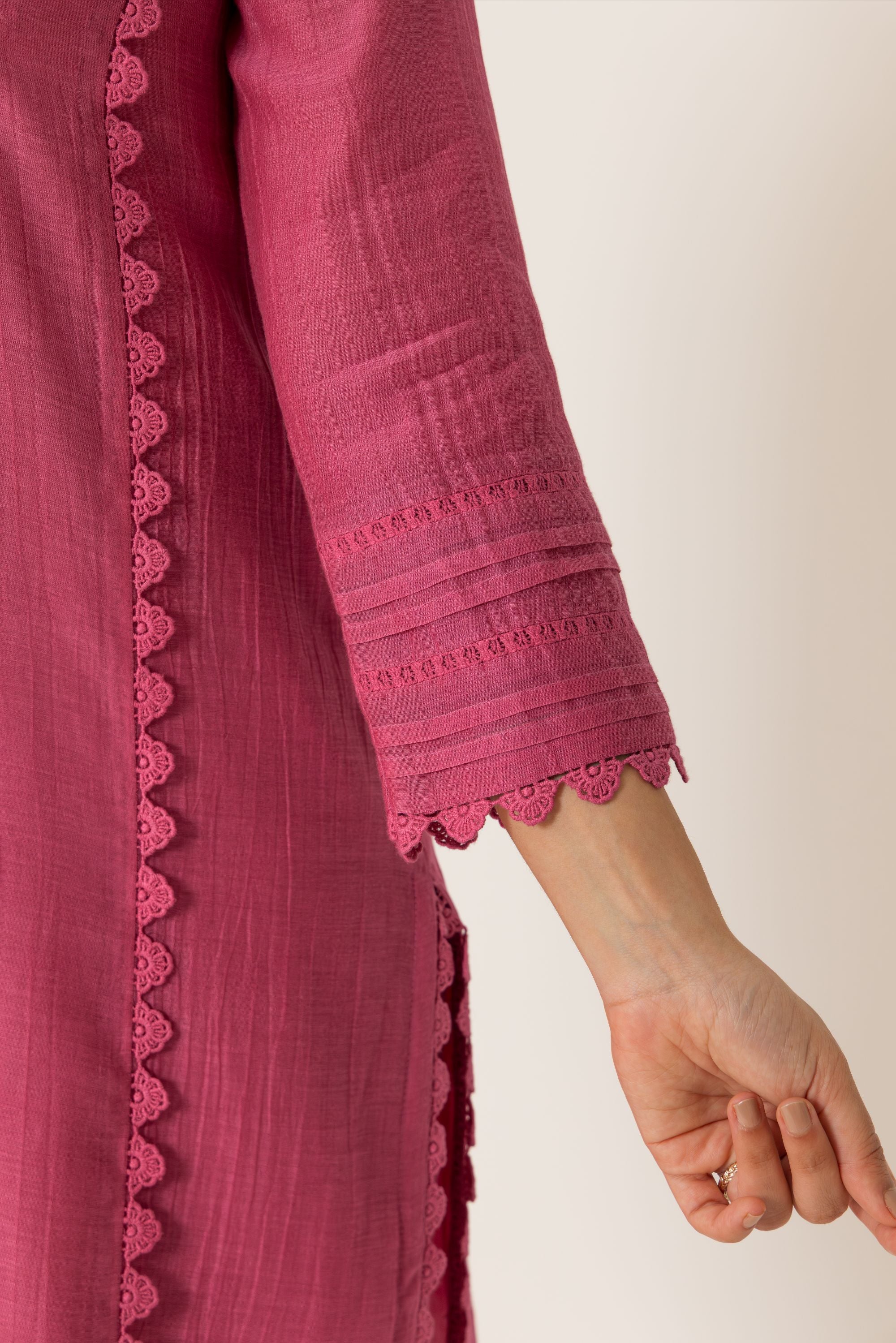 Amara Pink Cotton-Silk Chanderi Kurta Set