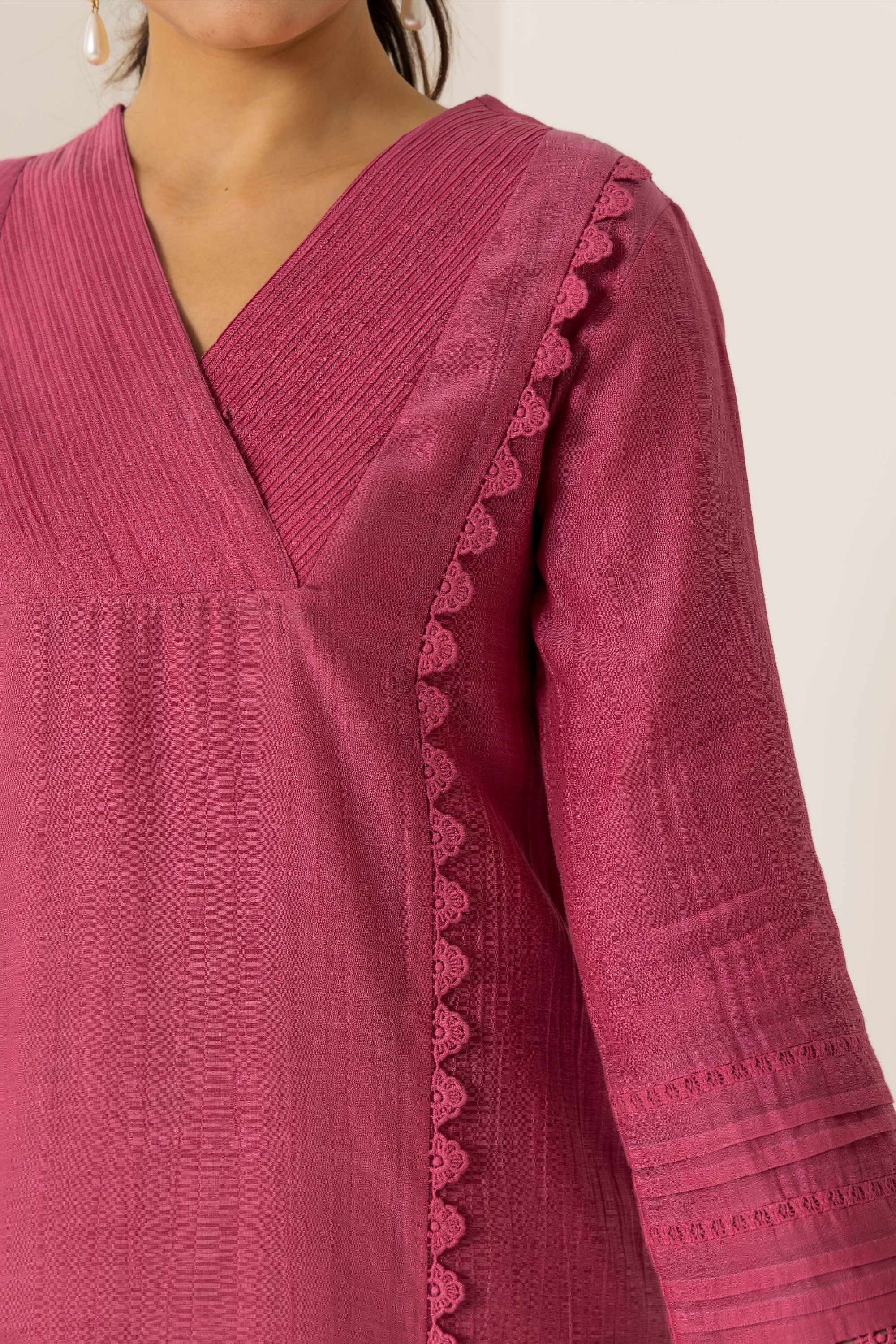 Amara Pink Cotton-Silk Chanderi Kurta Set