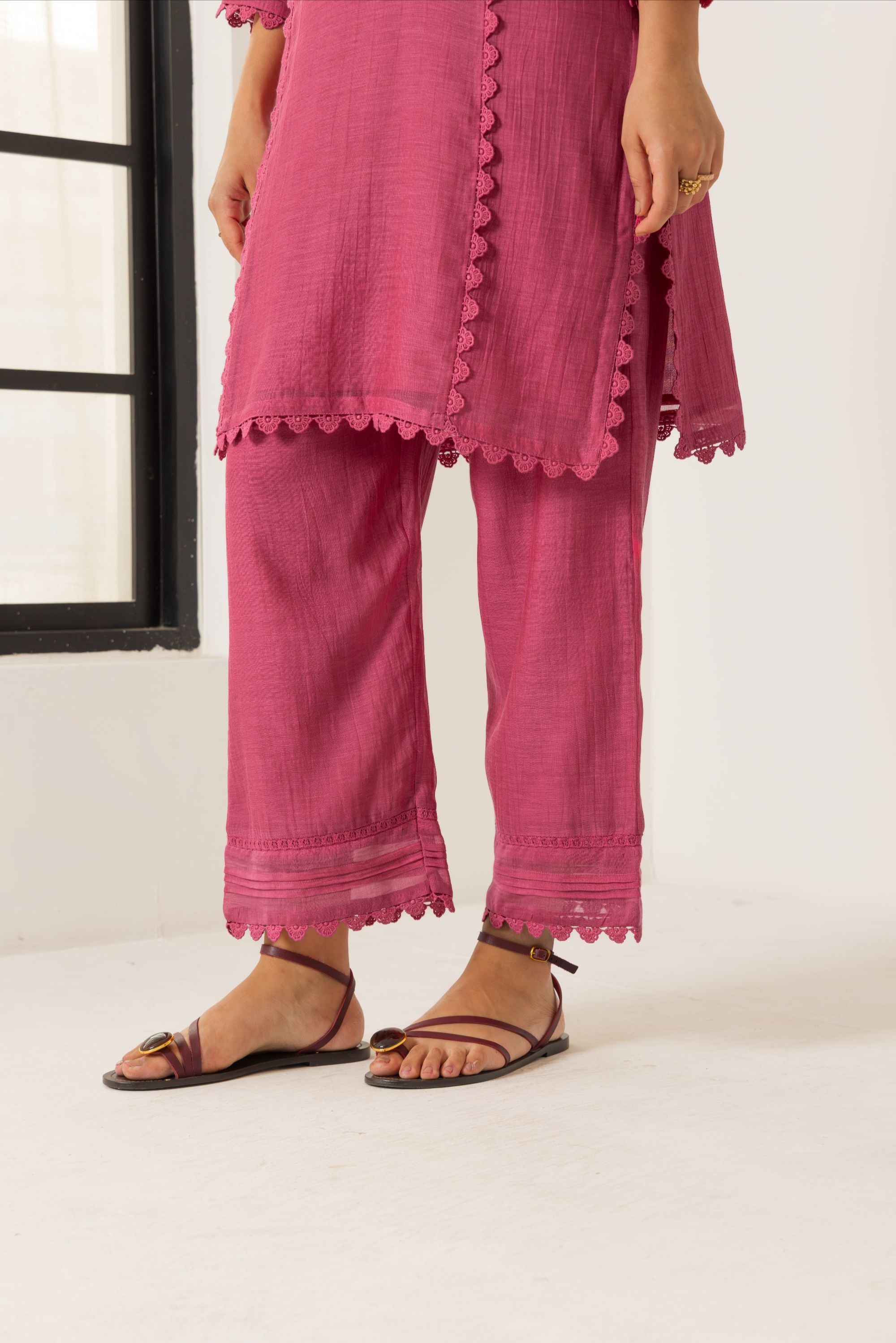 Amara Pink Cotton-Silk Chanderi Kurta Set