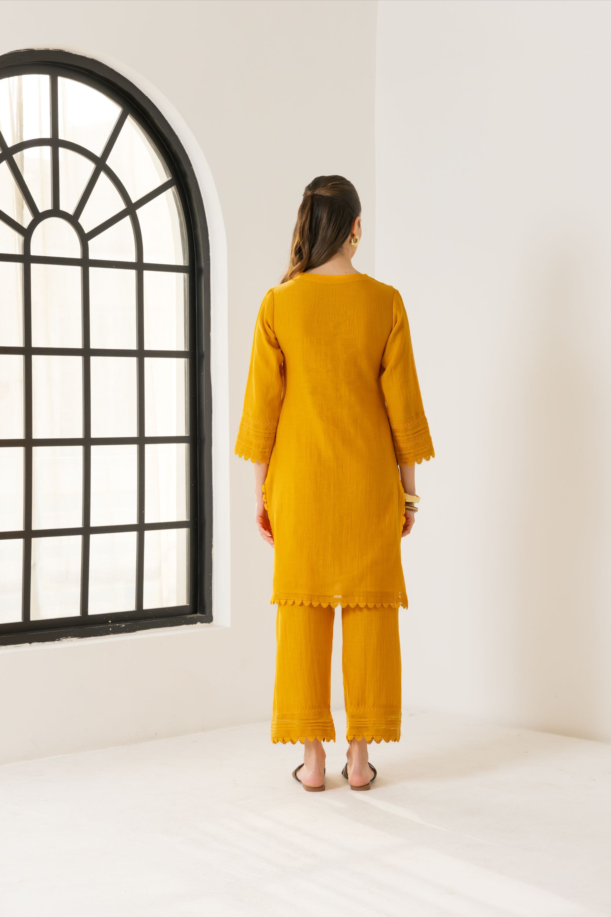 Amara Orange Cotton-Silk Chanderi Kurta Set