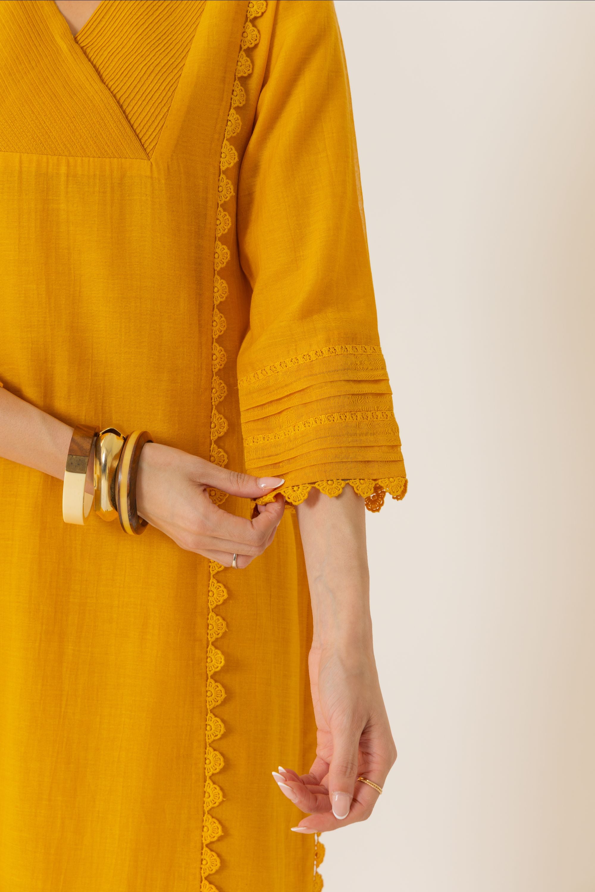 Amara Orange Cotton-Silk Chanderi Kurta Set