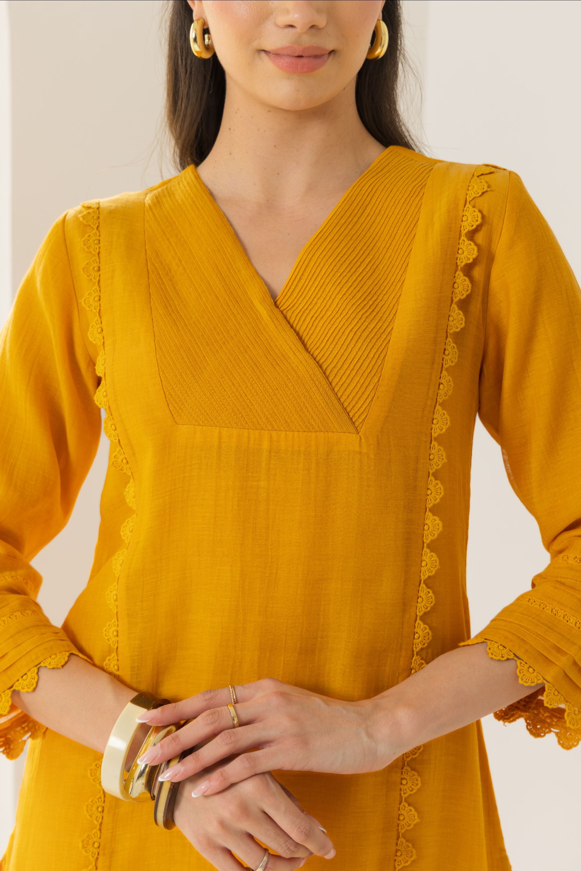 Amara Orange Cotton-Silk Chanderi Kurta Set