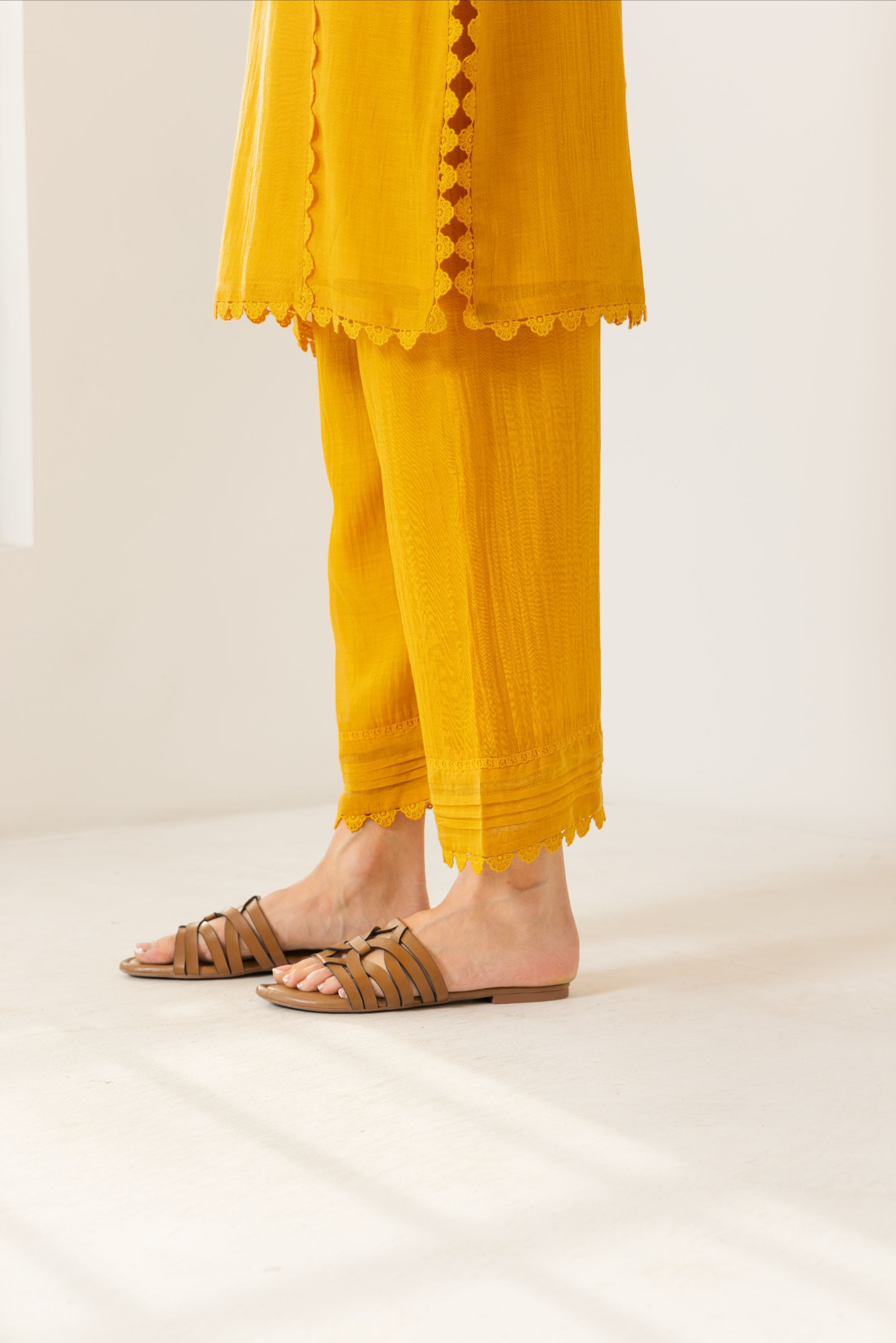 Amara Orange Cotton-Silk Chanderi Kurta Set