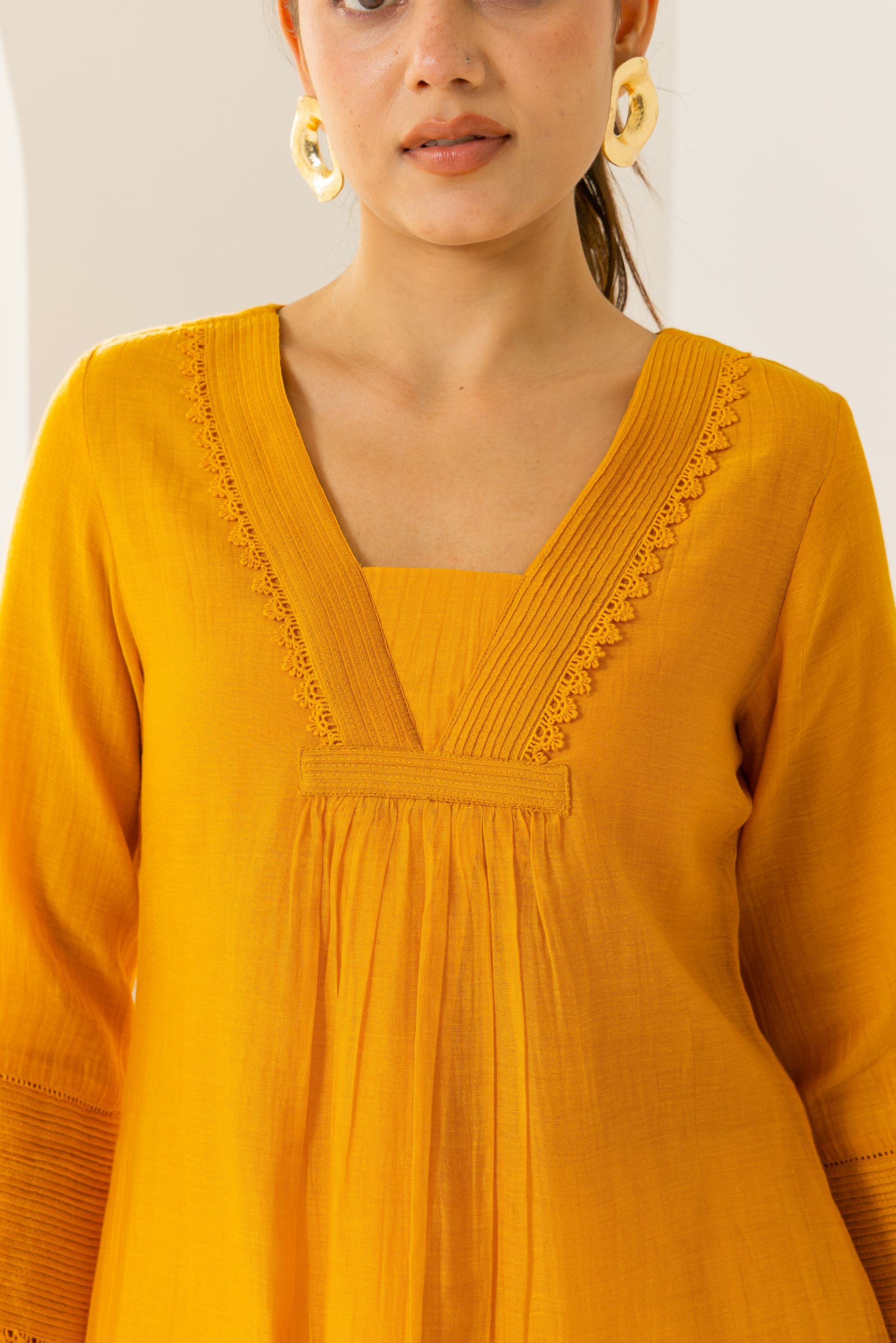 Naisha Orange Cotton-Silk Chanderi Kurta Set