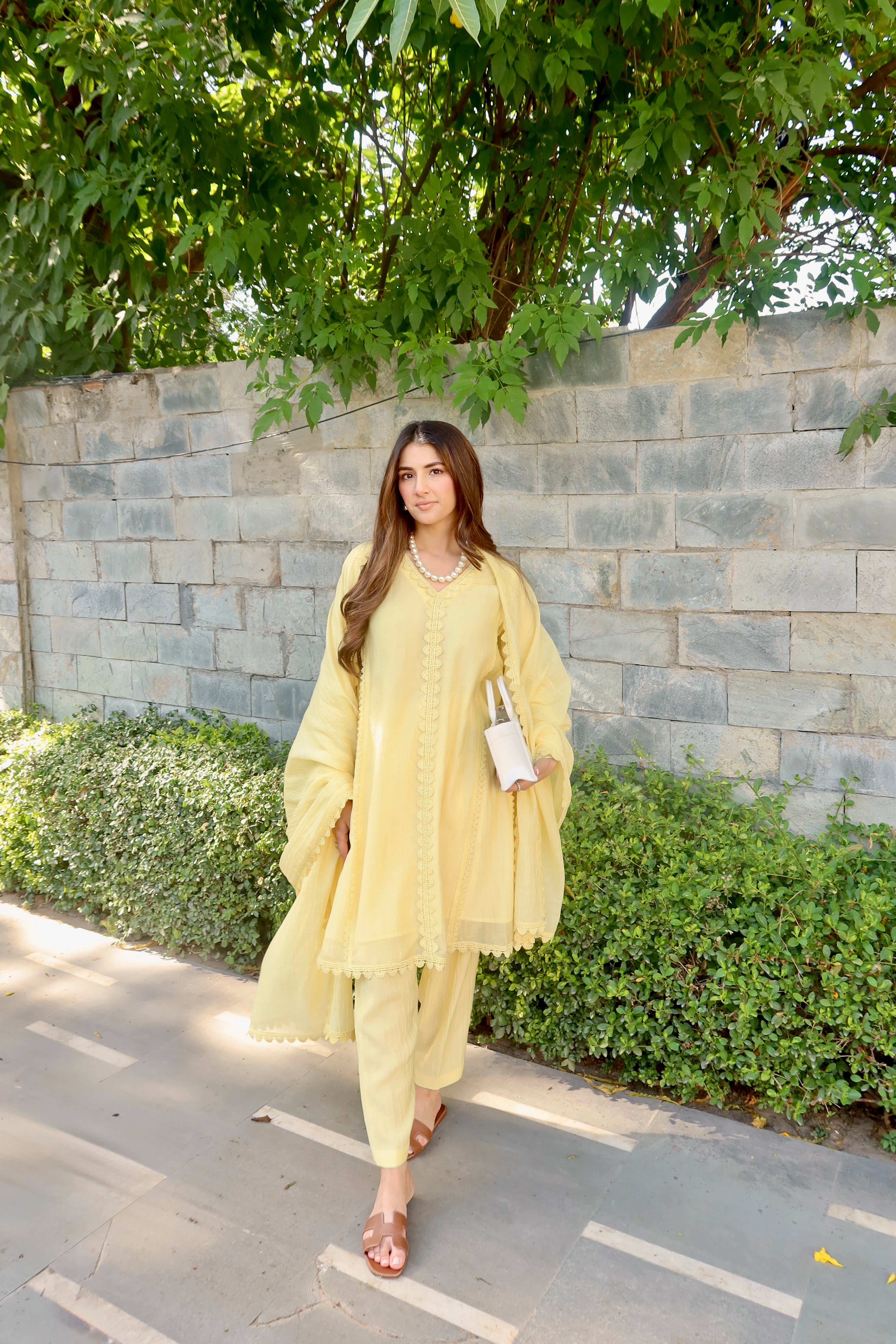 Samara Yellow Cotton-Silk Chanderi Choga Set