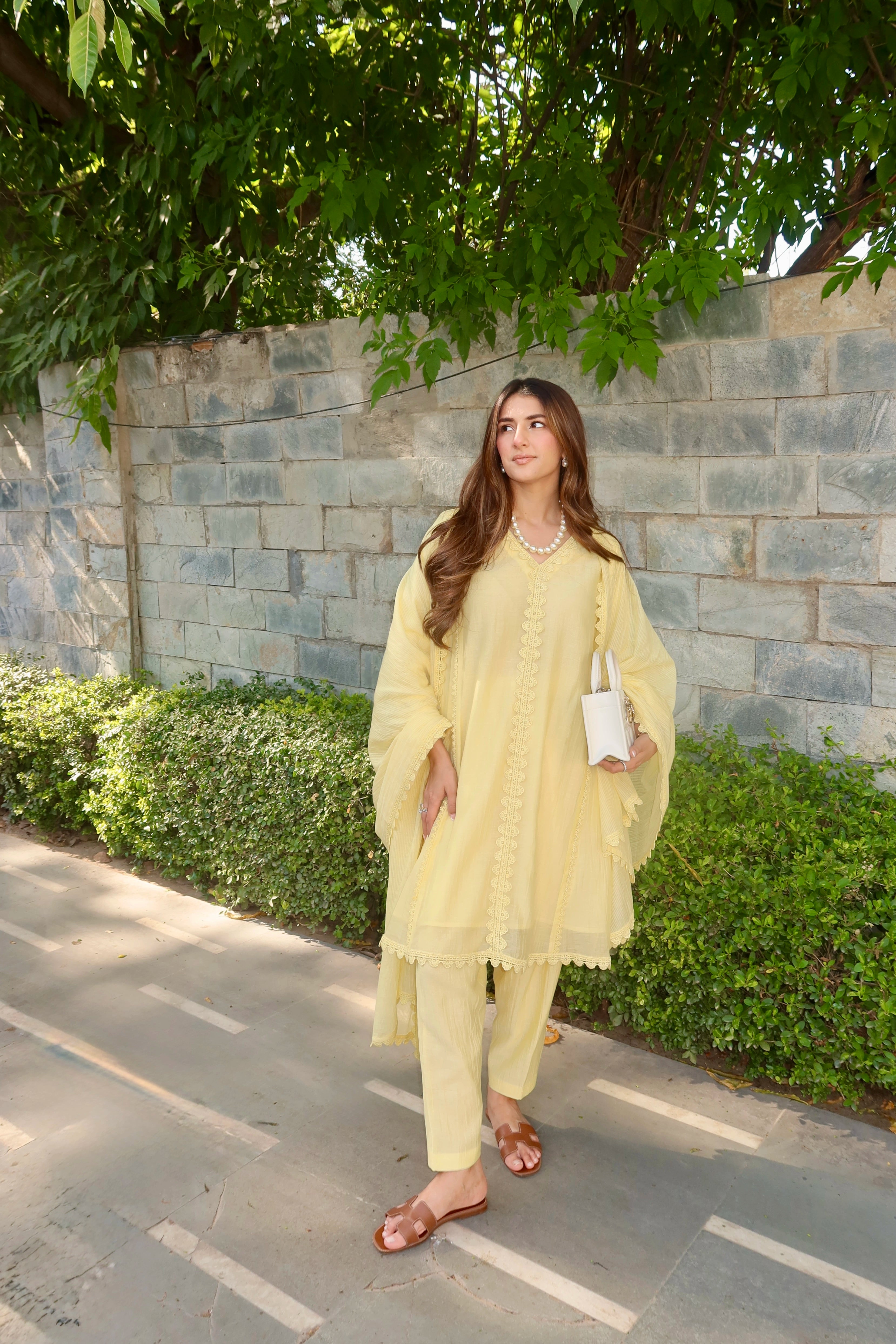 Samara Yellow Cotton-Silk Chanderi Choga Set