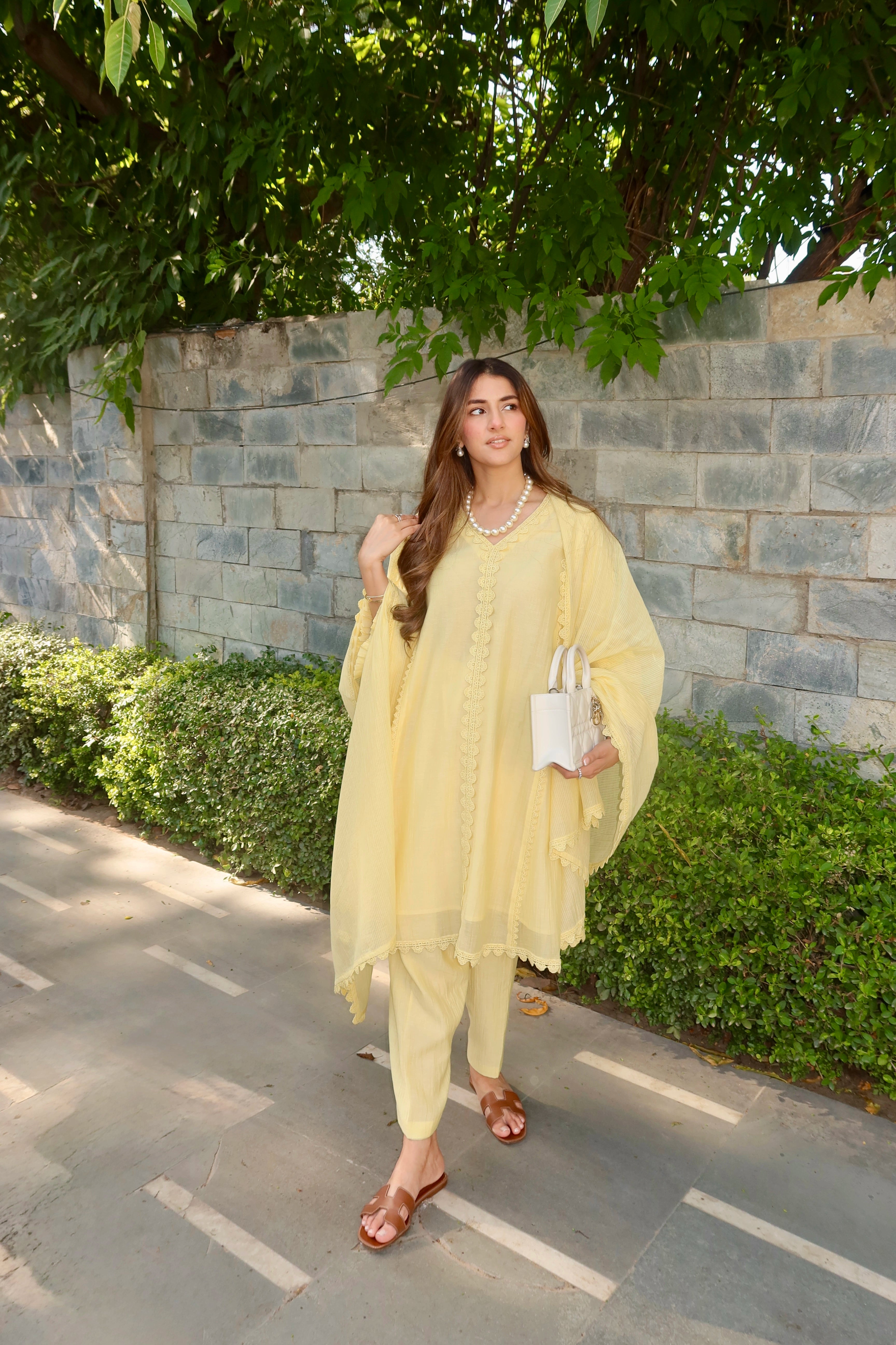 Samara Yellow Cotton-Silk Chanderi Choga Set