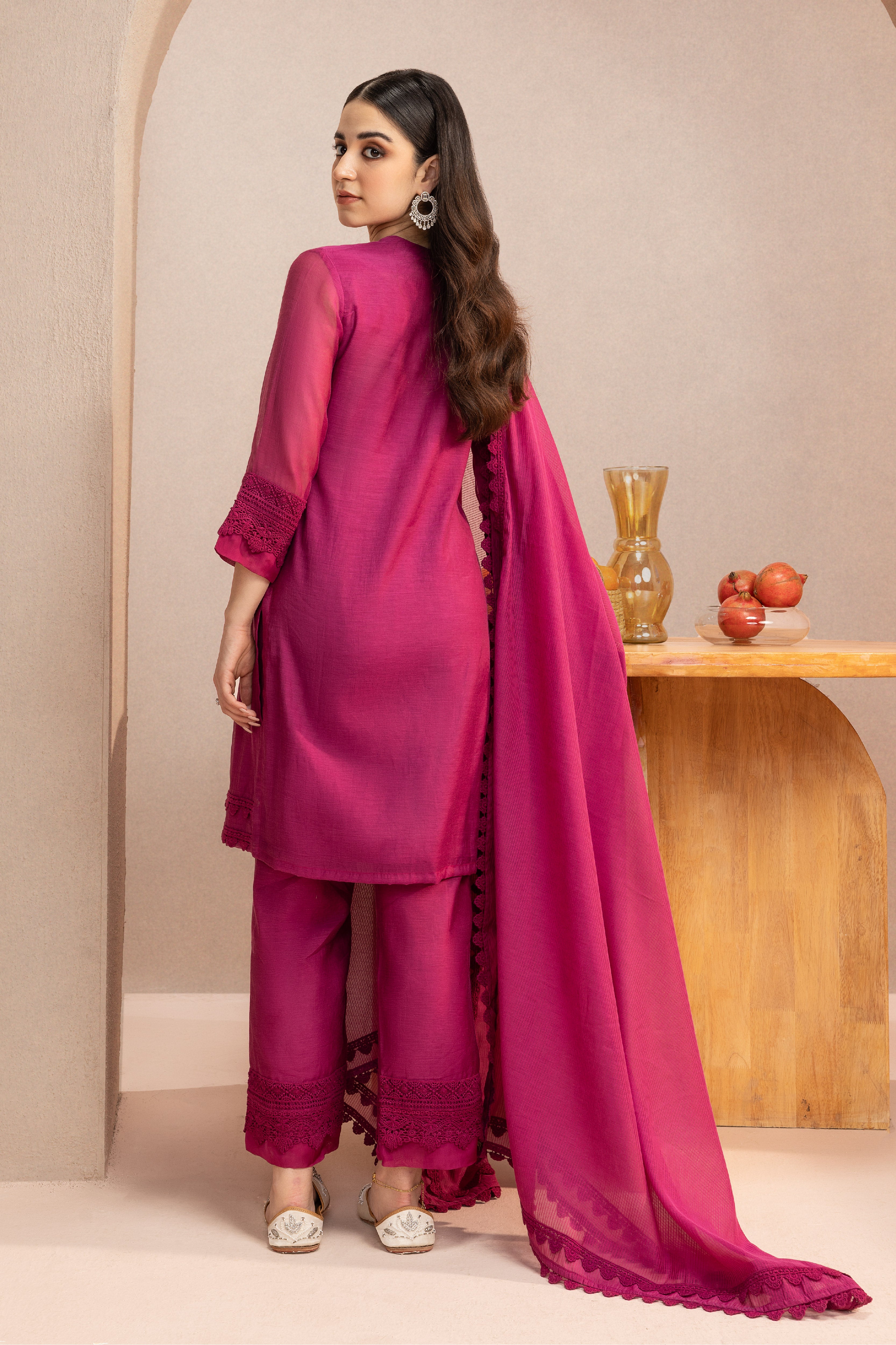 MAYA PLUM COTTON SILK CHANDERI KURTA SET