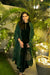 MEHREEN EMERALD GREEN VELVET A-LINE HANDCRAFTED KURTA SET