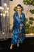 MUMTAZ BLUE PRINTED ANARKALI HANDCFATED KURTA SET(READY TO SHIP)