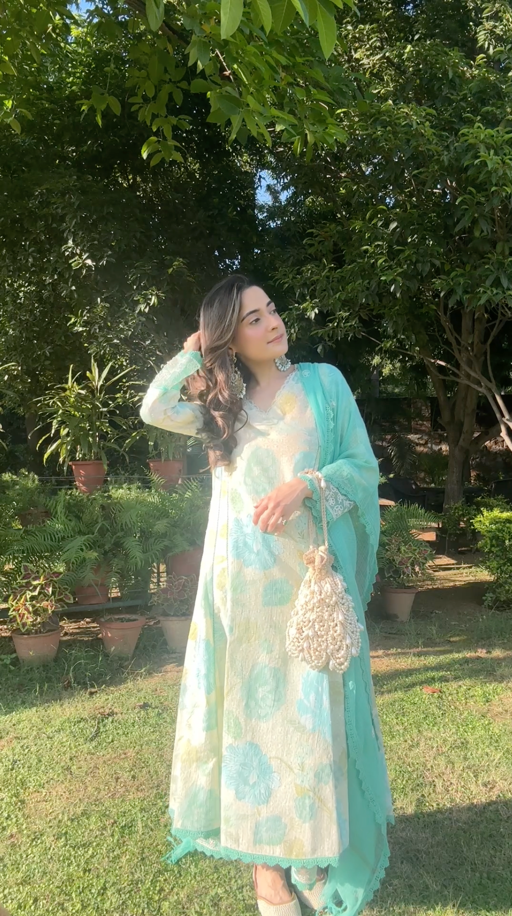 Itika Arora in ANAYA GREEN FLORAL PRINTED COTTON DOBBY KURTA SET