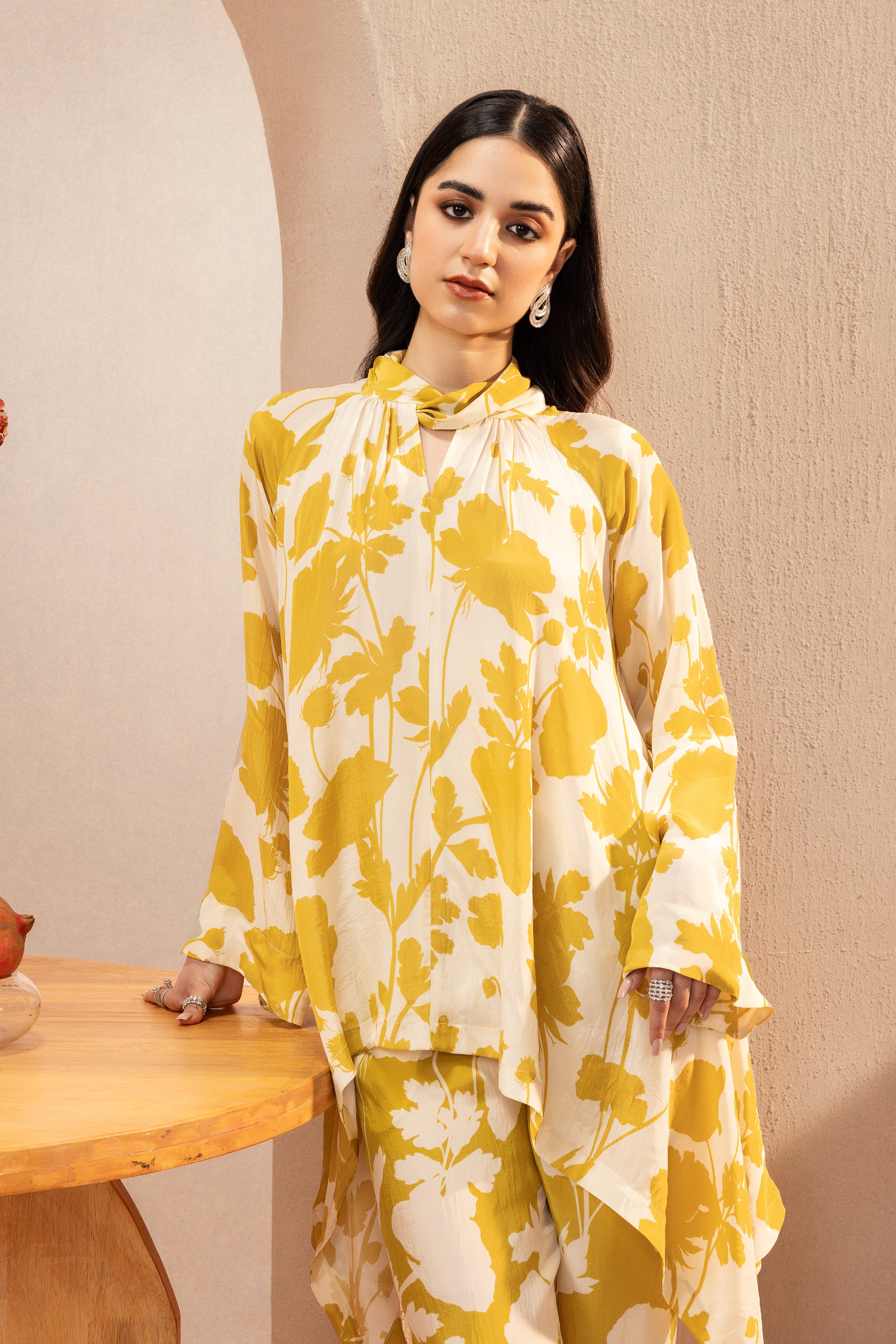 MIRA KAPOOR IN CLAIRE OLIVE FLORAL PRINTED CREPE COORD SET