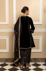 ZIYA BLACK SILK VELVET KURTA SET