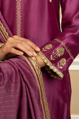 ZAHRA PURPLE SILK CHANDERI KURTA SET