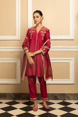 ZAHRA PLUM SILK CHANDERI KURTA SET