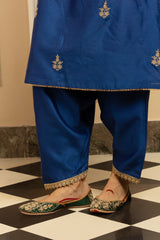 NAAZ BLUE SILK CHANDERI KURTA SET