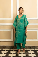 SUMIRA GREEN TISSUE CHANDERI KAFTAN SET