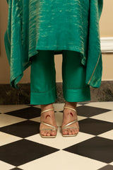 SUMIRA GREEN TISSUE CHANDERI KAFTAN SET