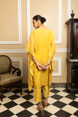 SUMIRA YELLOW TISSUE CHANDERI KAFTAN SET