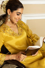 SAANVI MUSTARD TISSUE KURTA SET