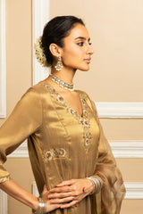 SUHANI GOLD TISSUE KURTA SET