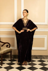 GULZAR PURPLE SILK VELVET KAFTAN